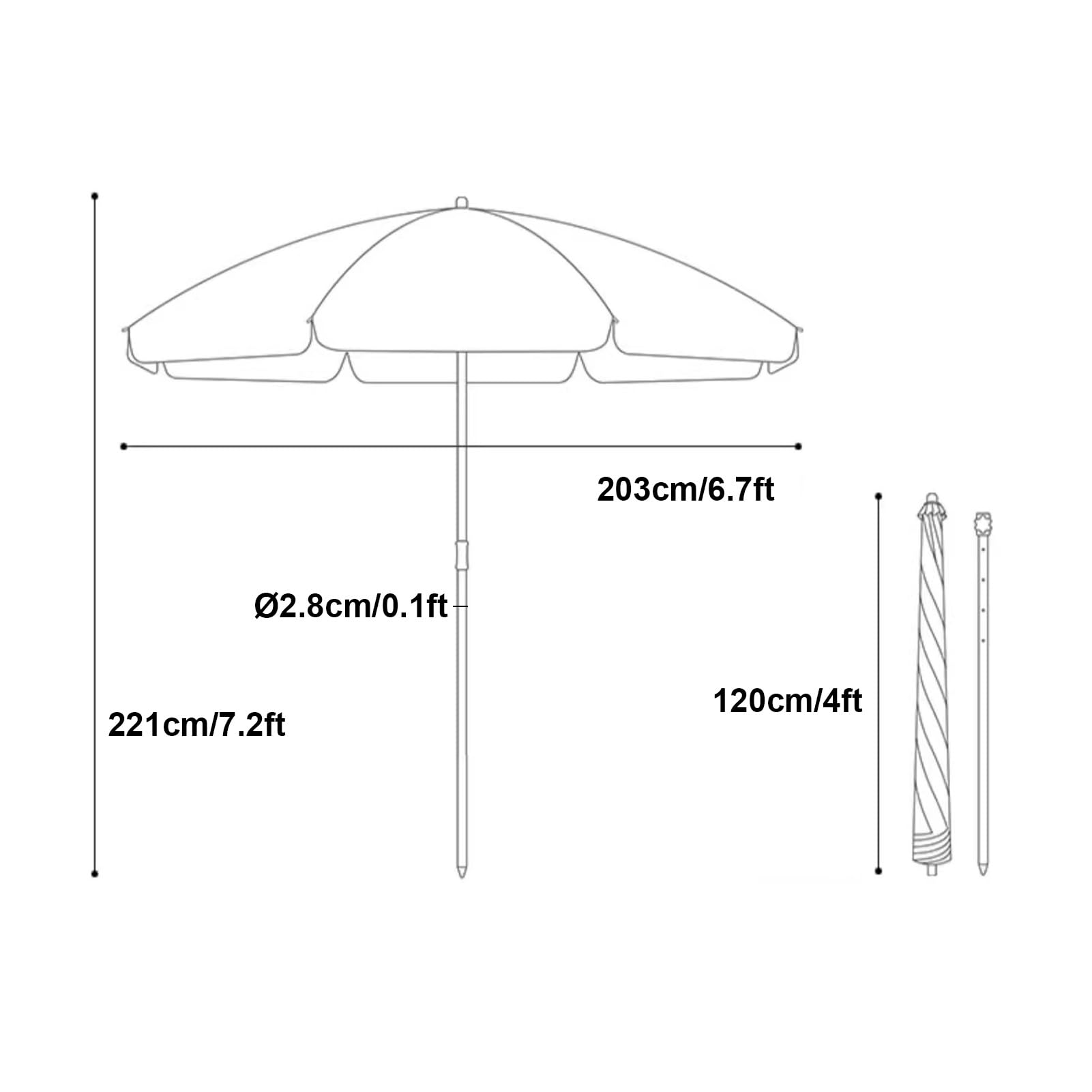 Regulowany parasol na patio 5,9/7,2/7,9/8,5 stóp UPF 50+ osłona przeciwsłoneczna Idealny parasol plażowy i ogród na pokład tarasowy Balcony (podstawa nie jest dołączona)