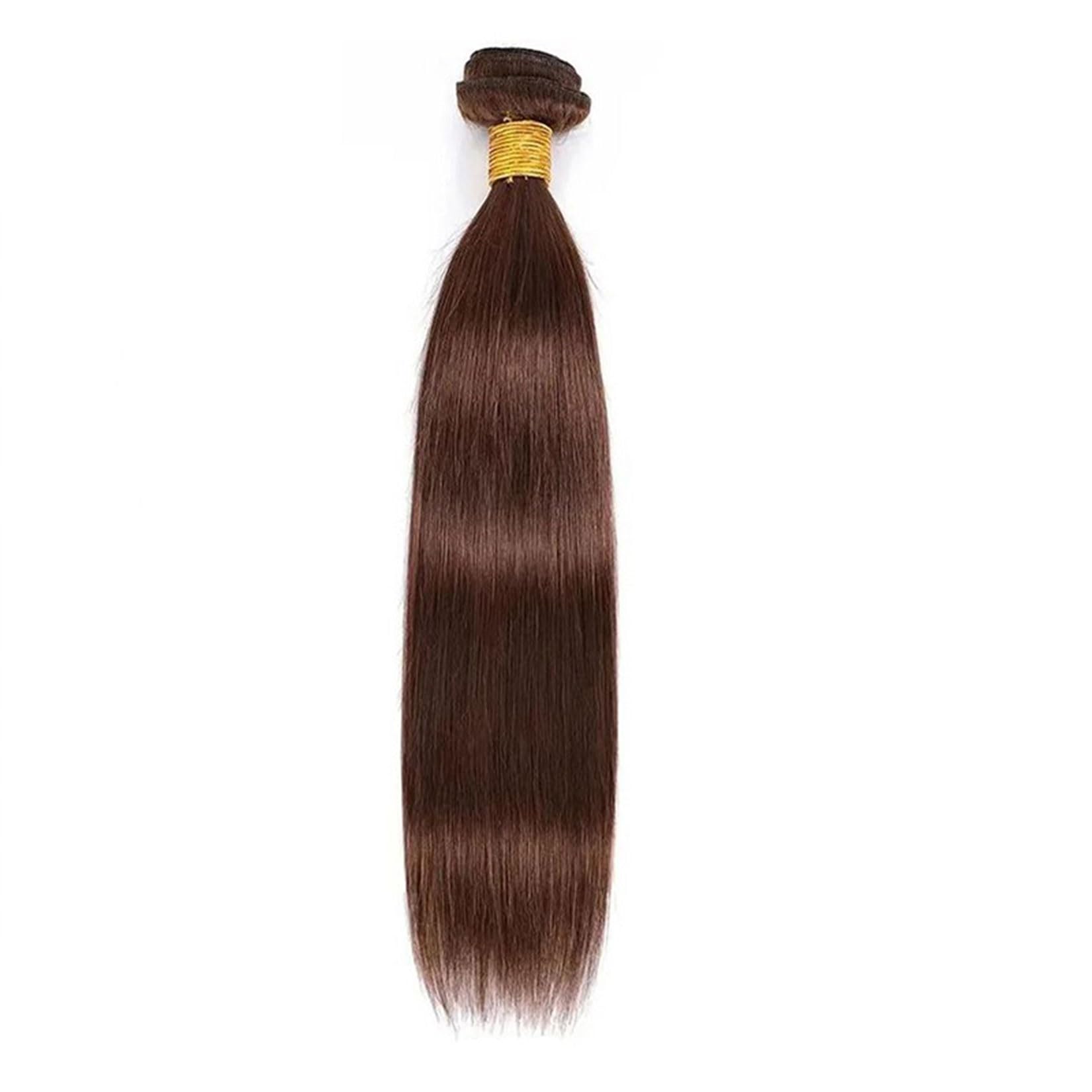 Capelli Brasiliani 1 Pacco Capelli Umani Ricci Doppiamente Selezionati Capelli Umani Pacchi Marrone Cioccolato Lisci Capelli Brasiliani Non Trattati Extension per Testa Intera,14inch