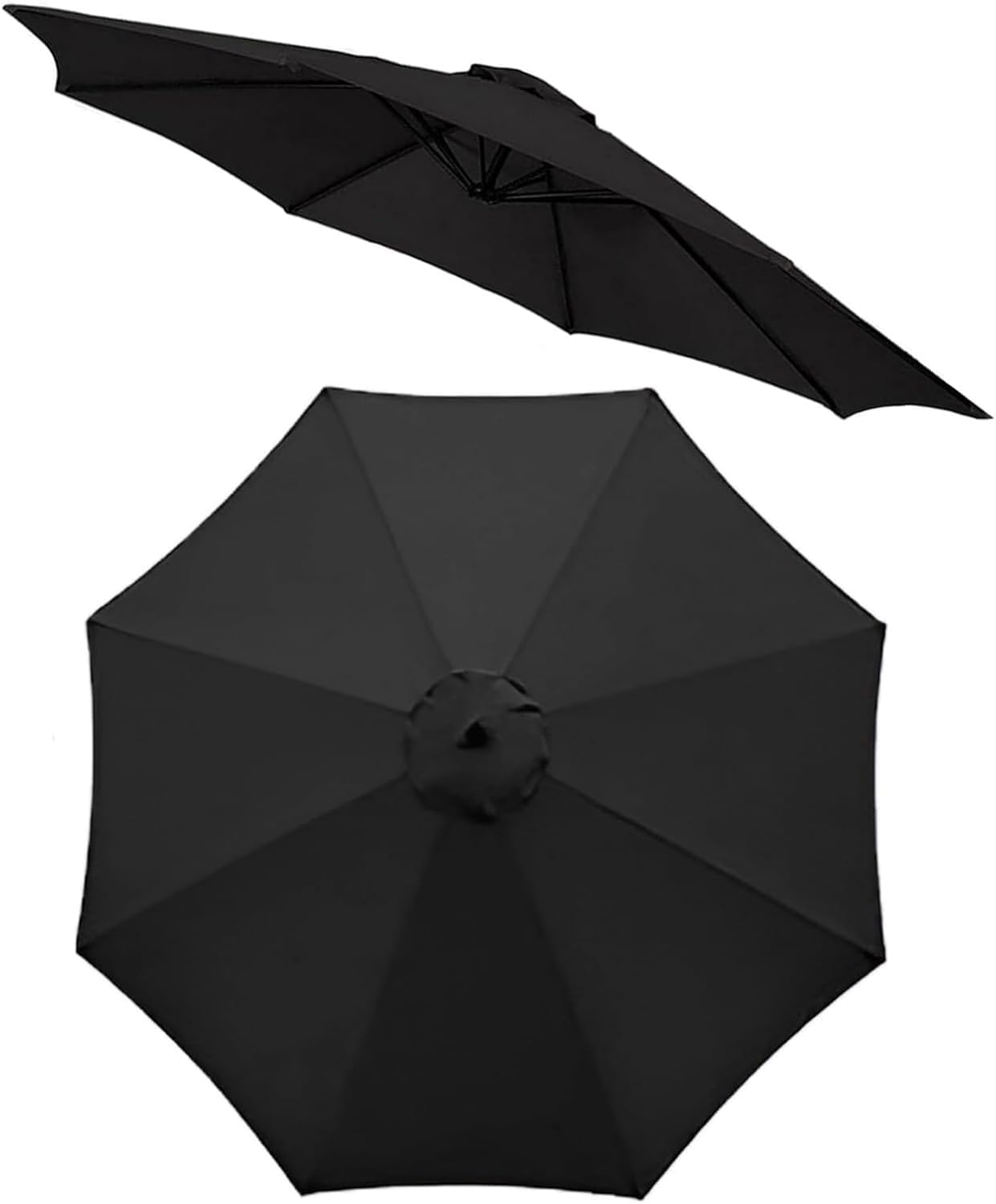 ELYSYSRL 2/2.5/3/3.5 m Replacement Parasol Canopy with Top Vent, Garden Parasol Replacement Canopy, 8/6 Rib Parasol Cover Replacement Fits Various Frames(Black,2.3M/8 arms)