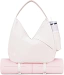 Ceneda Grand sac de gymnastique pour les femmes Sac de sport Duffel avec porte-matelas de yoga caché & Sac de danse avec poche humide sac de nuit pour le week-end pour le yoga de voyage (Beige)