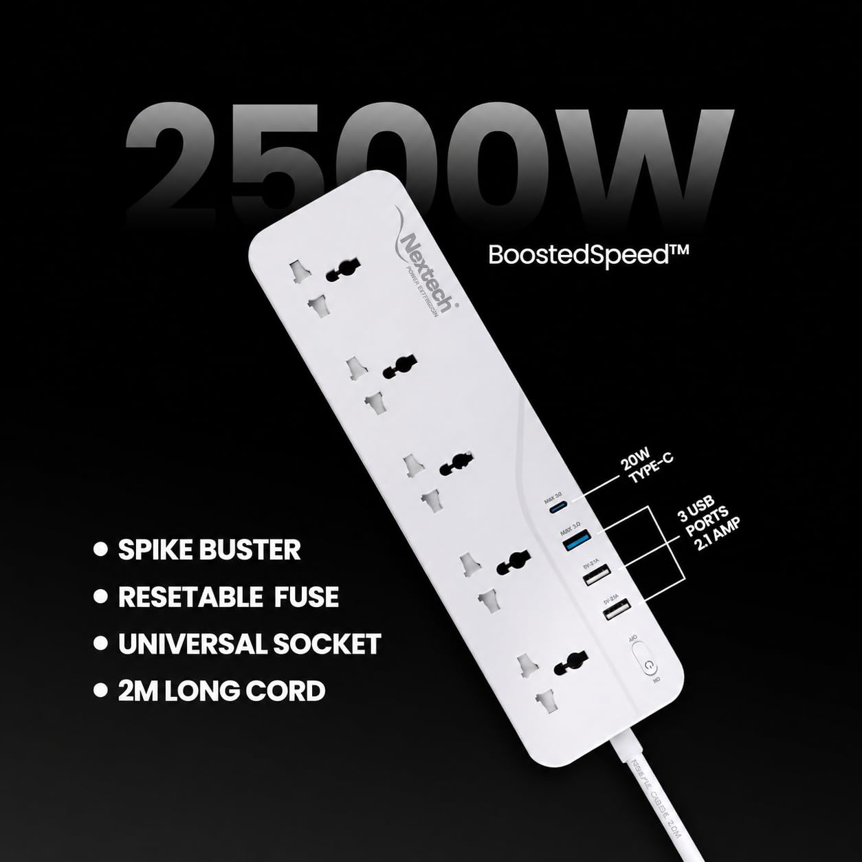 Nextech 9-in-1 Surge Protector - USB & PD Charging -3 Nextech 9-in-1 Surge Protector - USB & PD Charging -3