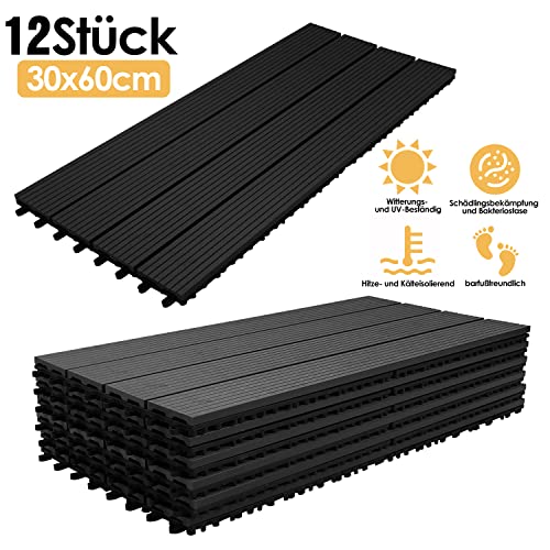 WPC Terrassendielen Lospitch 30×60 cm 12er Set für Außenbereiche