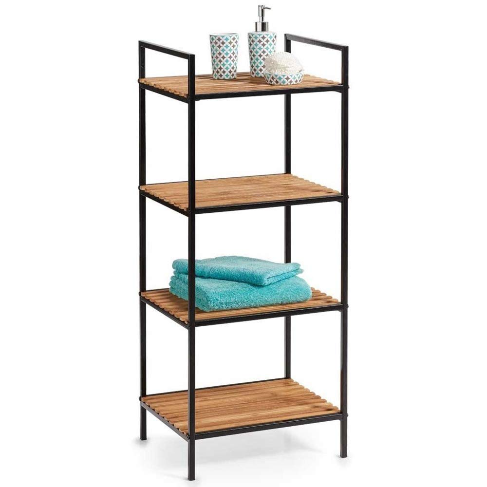 Zeller Standregal mit 4 Böden – Holz/Schwarz, 39 × 33 × 95 cm