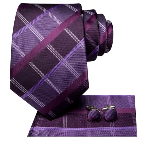 Image of Hi-Tie Men 63inches Tie Set Extra Long Necktie Paisley Tie Pocket Suqare Cufflinks Big and Tall Men Tie