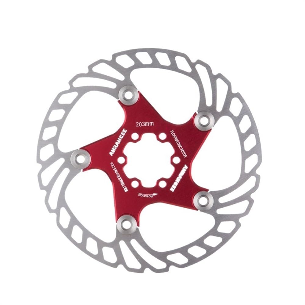 Bremsscheibe Mountain Bike Kühlscheibe Bremsbleche Pads 140 mm 160 mm 180 mm 203 mm 6 Schrauben Kühlrad Fahrrad Rotor Bremsscheiben(Normal 203mm red)
