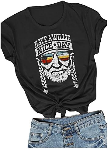 ErxvxpWomen I Willie Love The USA & Have A Willie Nice Day Short Sleeve T-Shirts Tops