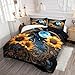 CCoutueChen Vintage Sunflower Bedding Set King Size, Fantasy Amber Moon Duvet Cover for Girls Teens, 3 Piece Soft Microfiber Comforter Cover with Zipper Closure, 104