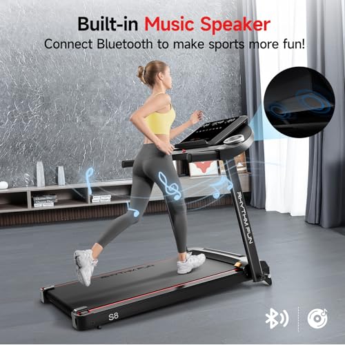 Image of RHYTHM FUN 8.0 MPH Treadmills for Home, Running Walking Pad Treadmill with Incline up to 8%, Foldable Treadmill with Handle Bar, Low Noise Walking Pad for 300 lbs