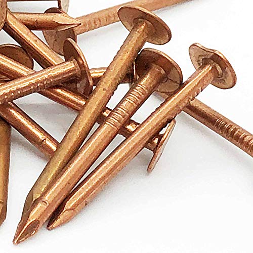 Clavos de cobre puro de 1.5 pulgadas para techado, chapa y acabado – 1.5” (38mm) de largo – cabeza de clavo 3/8” – paquete de 2 libras