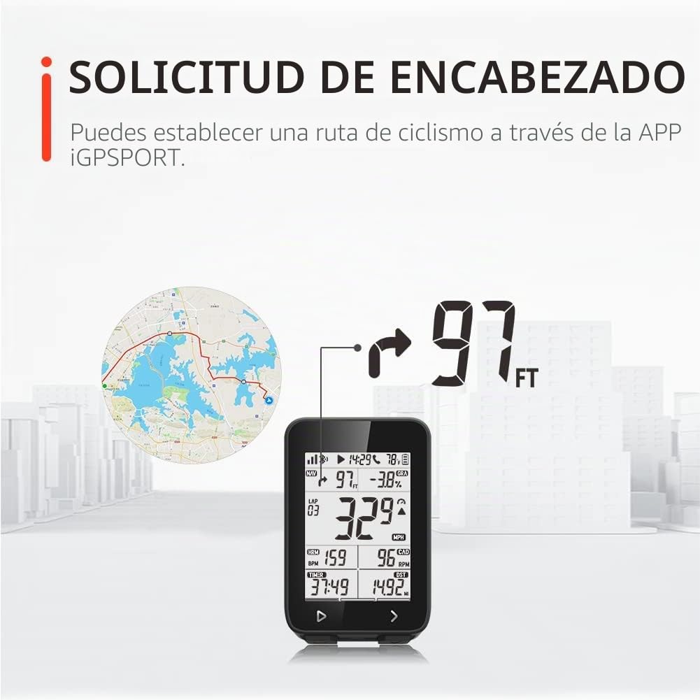 Ciclocomputador GPS iGS320, Ciclismo Bicicleta Computadora Mapa Navegación IPX7 Impermeable inalámbrica, Compatible con Sensores Ant+