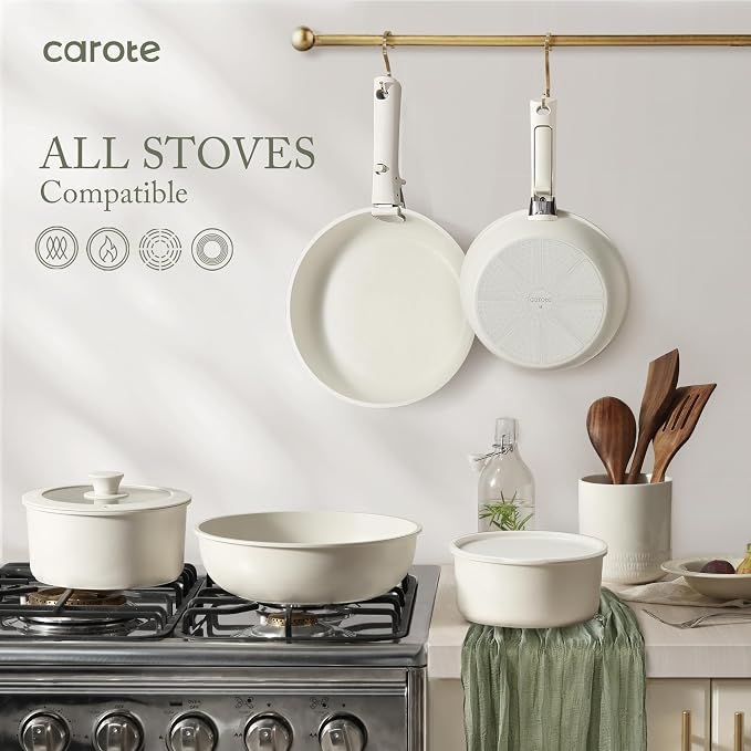 Image of CAROTE 22pcs Pots and Pans Set Non Stick, Detachable Handle Cookware Sets