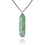VIBILIA Healing Crystal Necklace Tree of Life Wire Wrapped Natural Green Aventurine Stone Point Pendant Necklace Hexagonal Reiki Spiritual Quartz Gemstone Jewelry for Women Men - Silver