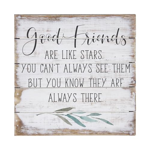 Simply Said, INC Perfect Pallet Petites Good Friends Are Like Stars Sign, Rustic Wooden Friendship Plaque, Farmhouse Shelf or Wall Decor, 8 Inch