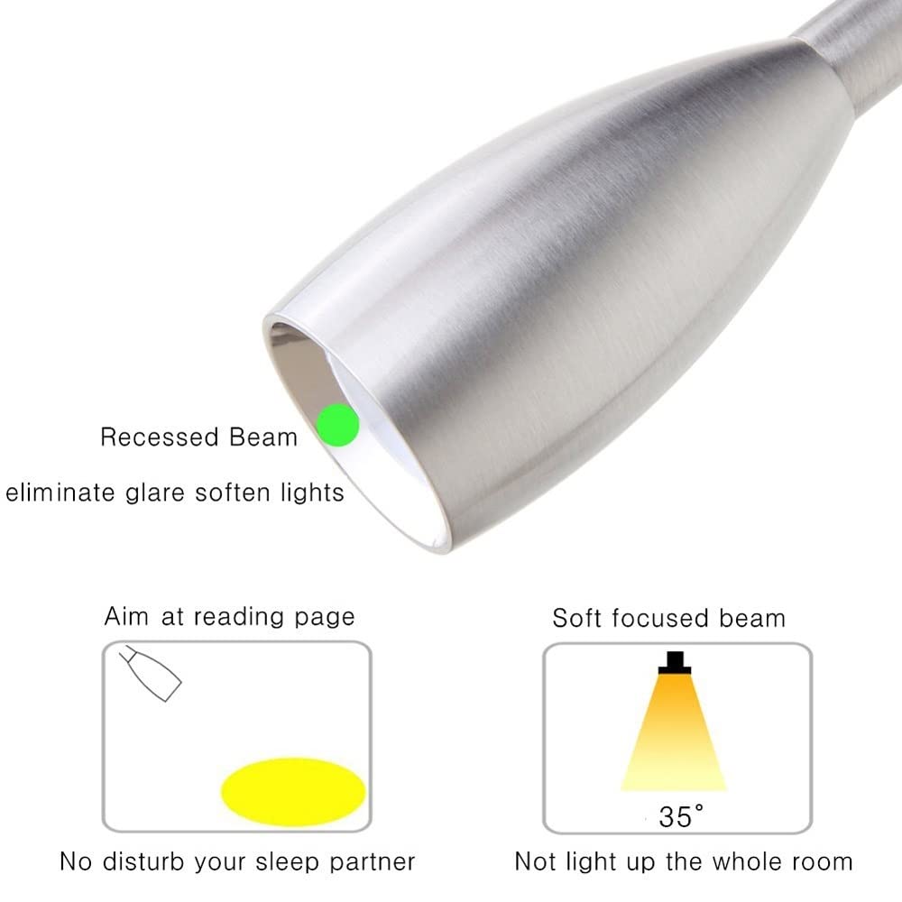 Lampy ścienne, reflektor 3 W, lampa ścienna LED z przełącznikiem dotykowym, odczyt zagłówka, reflektory, akcenty do montażu na ścianie, dekoracja wnętrz, kinkiety ścienne, czarne, 3000 K
