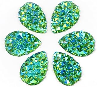 48pcs/lot 10*15mm Multi colors option AB Resin Flatback Rhinestones Teardrop Sew-on Stones Sewing Crystals DIY Craft (green)