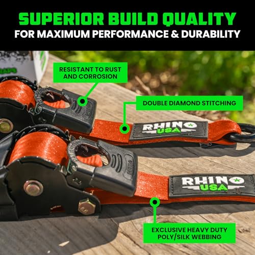 image for Rhino USA Retractable Ratchet Straps (4-Pack) - 2 Inch x 10 Feet (3,03