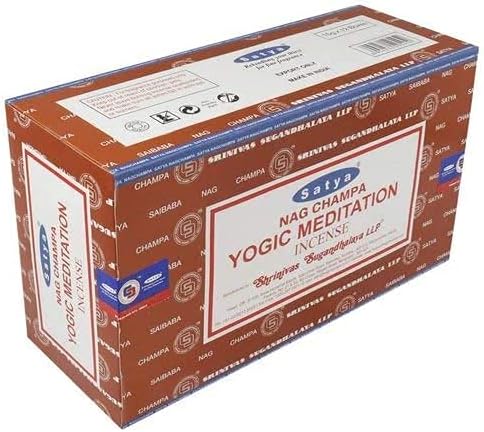 Nag Champa Yogic Meditation Incense Sticks Meditation and Enlightenment-Worship Temple 12 Packs x 15 grm (180 grm)