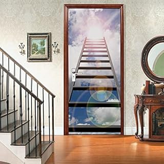 PSSR Autocollants de porte Portes Coucher de soleil Golden Wheat Field Autocollants amovible DIY Rénovation Papier peint Rénovation 77x200cm