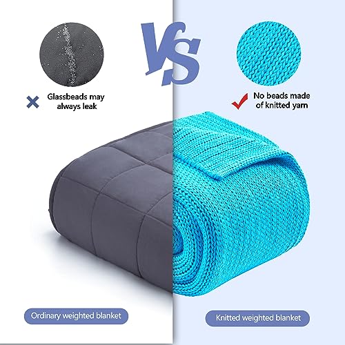 L'AGRATY Knitted Weighted Blanket - 48"x72" 12lbs Cooling Chunky Knit Heavy Blanket for Adults Braided Crochet Throw Thick Cable Yarn Knit Decorative No Beads Evenly Weighted Machine Washable