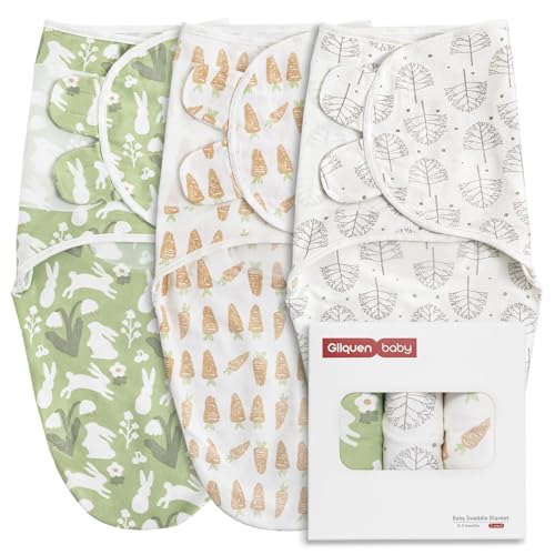 Image of GLLQUEN BABY Swaddle Blanket Sleep Sacks for Newborn - Baby Swaddles 0-3 Months, 3-Pack Newborn Swaddling Sack, Cute Rabbit,Swaddle Wrap, Baby Essentials, Registry & Gift (Small/Medium)