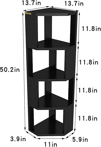 Miniatura 10 de NEWSENDY Estantería de madera de 4 niveles, estante independiente para libros, moderno organizador de almacenamiento abierto para dormitorio, sala