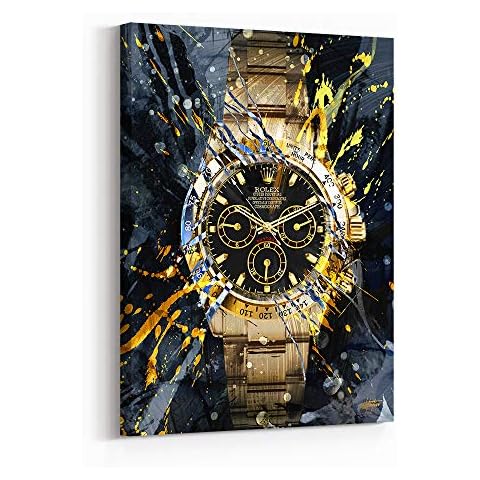 Inktuitive 'Perpetual Time’ Inspirational Wall Art w/Black Frame | Rolex Watch Canvas Print | Motivational Décor for Bedroom, Living Room & Business Office | 24 x 18 Inches Cover