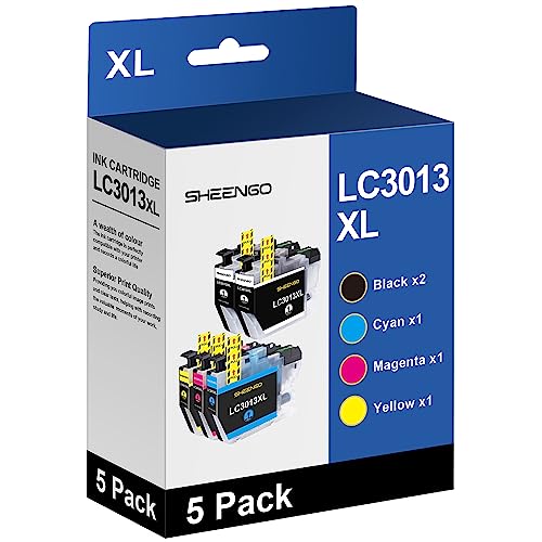 Lc3011 Lc3013 5Pks High Yield Compatible Ink Page Yield Up To 400 Pages/Cartridge Includes 2 Black, 1 Cyan,1 Magenta,1 Yellow For Brother Lc3013 Ink Cartridges For Mfc-J491Dw Mfc-J497Dw Mfc-J895Dw #TOP4