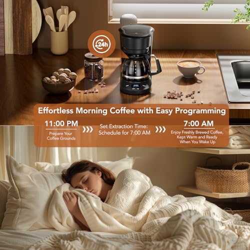 Image of COWSAR Compact Coffee Machine,5 Cup Drip Coffee Maker with Timing Function,2H Auto Power-off, 2H Keep Warm,Pause & Brew, Reusable Filter,and Drip-Free Carafe, Black - 3710H - Commercial Performance