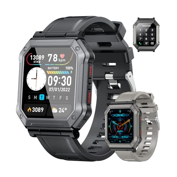 Smart Watch for Men Fitness Tracker: Military Smart Watches for Men Digital Mens Watches Make/Answer Call Running Waterproof Smartwatch Android Phones iPhone Samsung Compatible Heart Rate Monitor