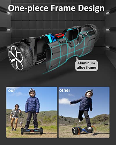 Muchover Hoverboard For Adults And Kids, 8.5'' 6.5" All Terrain Hoverboard With 700W Motor & Solid Tires, Off Road Hoverboard With Bluetooth Speaker & Led Lights, Ul2272 Certified #TOP3