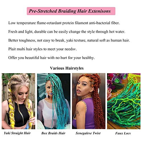 Upruyo Blue Braiding Hair Pre Stretched Knotless Kanekalon Braiding Hair Professional Prestretched Braiding Hair 26 Inch Synthetic Colored Braiding Hair Extensions (Blue-3 Packs) #TOP7