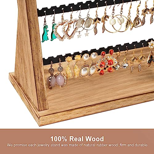 Earring Holder Organizer, Rustic Wood Earring Holder Stand, 5 Layer Jewelry Holder Organizer with 270 Earring Tree Holes Display Rack for Stud Earings & Hoop Earrings, Gifts for Women