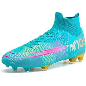 Kmrlofiy Voetbalschoenen voor heren, high top spike cleats voetbalschoenen, professionele outdoor atletiek, kinderen, jongens, voetbalschoenen, wedstrijdveters, trainingsschoenen, sportschoenen