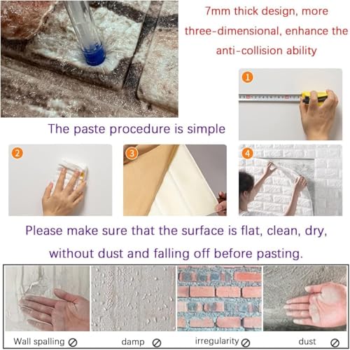 Image of 3D Brick Wallpaper for Wall | Self Adhesive PE Foam DIY Panel | Peel & Stick Decor for Home, Living, Bedroom & Office (70 x 77 cm, Appx 5.8 Sq Ft) (1, Black Stone)