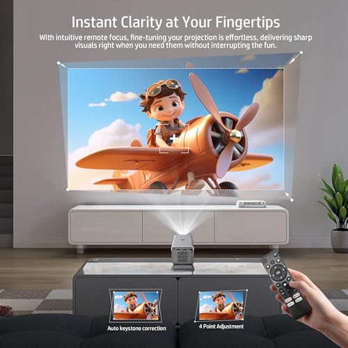 Image of HP Short Throw Smart Mini Projector with Official Licensed Apps | 4K Supports, Voice Control, Auto Keystone, WiFi and Bluetooth, Portable for Bedroom, Home Theater and Outdoor Movies