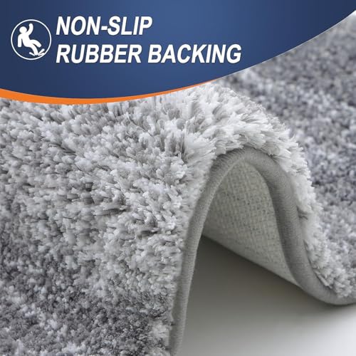 Image of HOWNICE Doormat for Bedroom,Bathroom,Kitchen,Living Room,Room Mats,Home Entrance Foot Mats,Floor mat,Main Door,Non Slip,Door Mate,Soft,Fur,Door Matt,Rugs,Bathmat (Stripe Grey Mat, Medium / /)