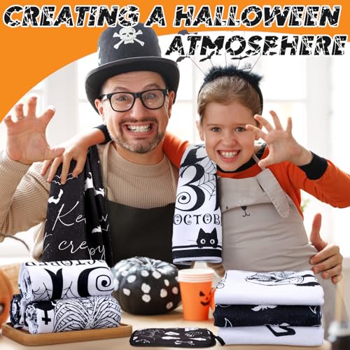 Pickmesh PICKMESH-LNN-1041 12 Pcs Halloween Kitchen Towels And Oven Mitt Sets 4 Skeleton Oven Mitts 4 Skeleton Dish Towels And 4 Skeleton Pot Holders Cooking Accessories thumb #1