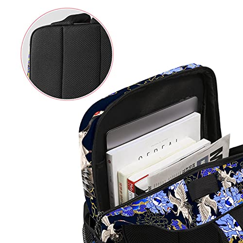 Sac à dos ordinateur portable avec grue et chrysanthème imprimé pour le travail - 3