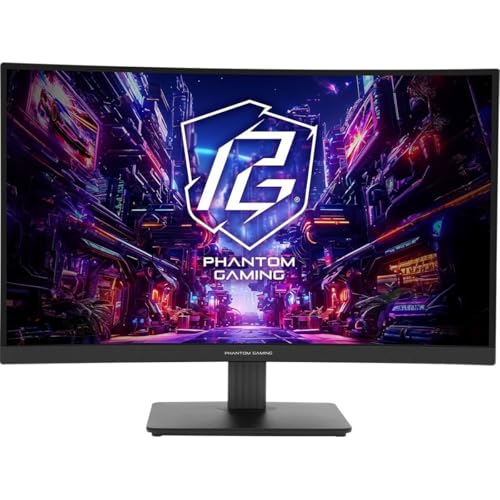 Asrock Phantom Gaming Monitor PC 68,6 cm [27] 2560 x 1440 Pixel Quad HD LED Nero (Asrock 27 QHD Curved Gaming Monitor [PG27QRT1B], 2560 x 1440, 1ms, 2 HDMI, DP, 180Hz, 95% DCI-P3, FreeSync, VESA)