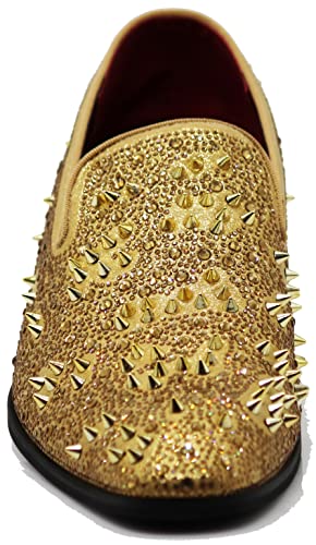Image of Enzo Romeo Men Fashion Rhinestones Studs Tuxedo Slip On Loafer Dress Shoes WBG