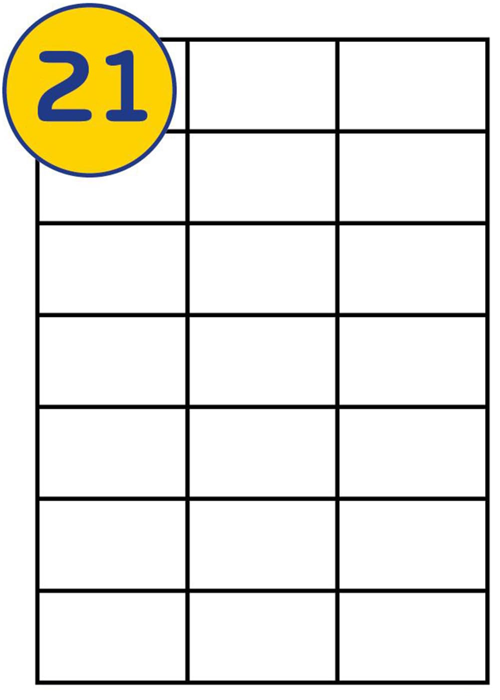 LABELS4U 50 Sheets A4, 21 Labels per Sheet, Size 70 x 42.3mm (1050 Labels)