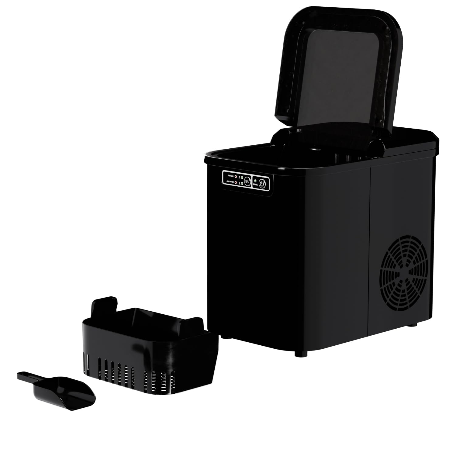 Tronitechnik® Eiswürfelmaschine Eiswürfelbereiter, Ice Maker, 12kg/24h, 2,2 Liter Wassertank, 2 Größen, Selbstreinigung, schwarz, einfache Bedienung