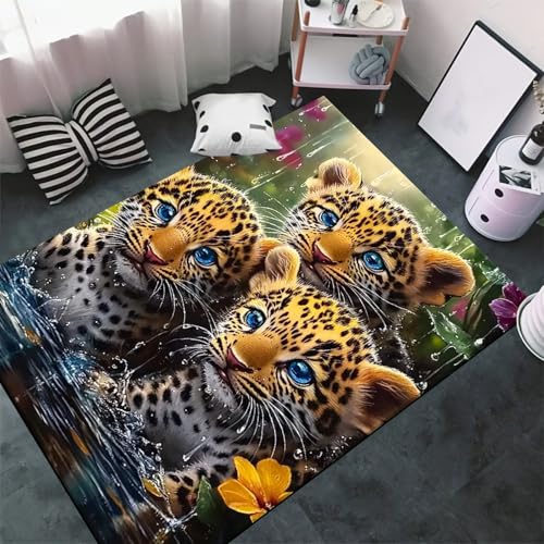 Tapis de salon léopard soft imprimé 3D tapis de sol chambre moderne - 5