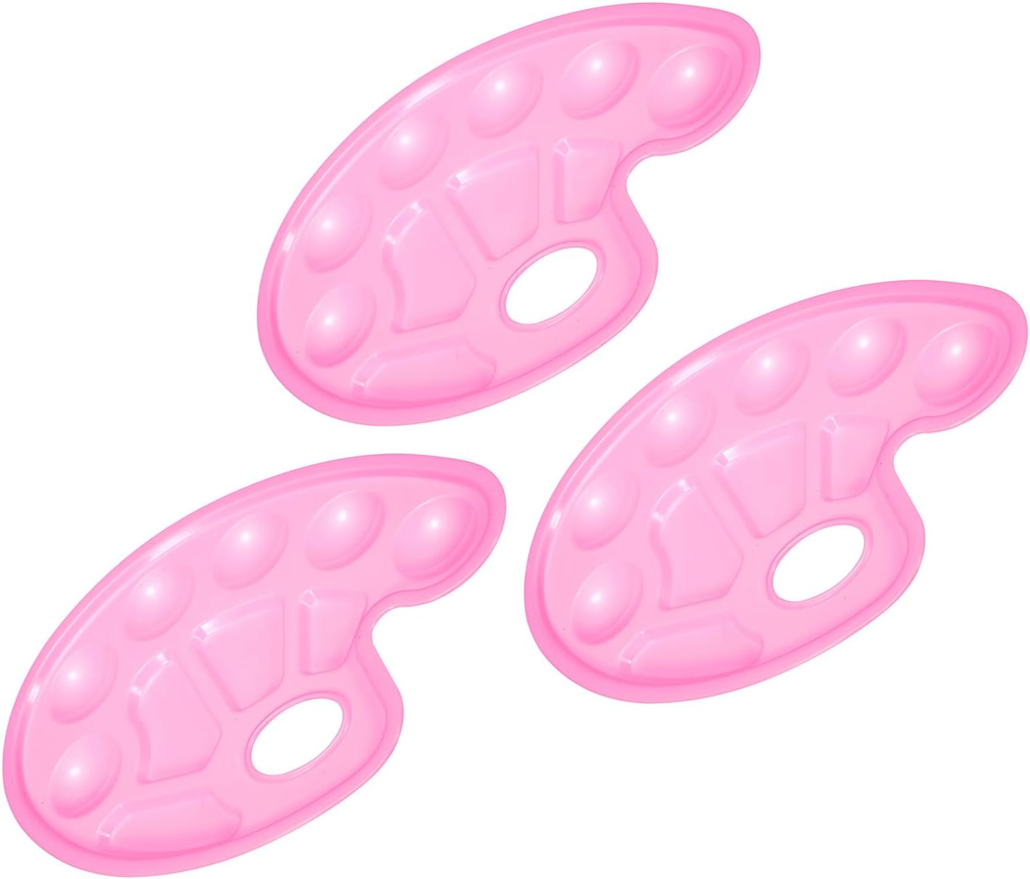 YOKIVE 3 Pcs Oval Palette, Pigment Tray 26 Well Plastic Paint Pallets, Color Mixing Tray, Great for Watercolor, Oil Paint, Artwork (Pink, 9-Inch)