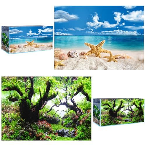 VLYX 3D PVC Aquarium-Hintergrunddekor 62x30cm für Süß- und Meerwasseraquarien, Unterwasser-Ozean-Thema