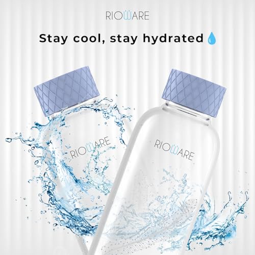 Image of Rioware Purifa Pro Borosilicate Glass Water Bottle With Silicon Sleeve (750Ml) | Airtight Lid | Leak Proof | Silicon Cap | Fridge Water Bottles For Home, Office & Gym -Pack Of 01(Blue)