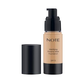 Note Cosmetique Mattifying Extreme Wear Liquid Foundation SPF 15 - Full Coverage Foundation Makeup for Oily Skin - 03 Medium Beige - 1 oz