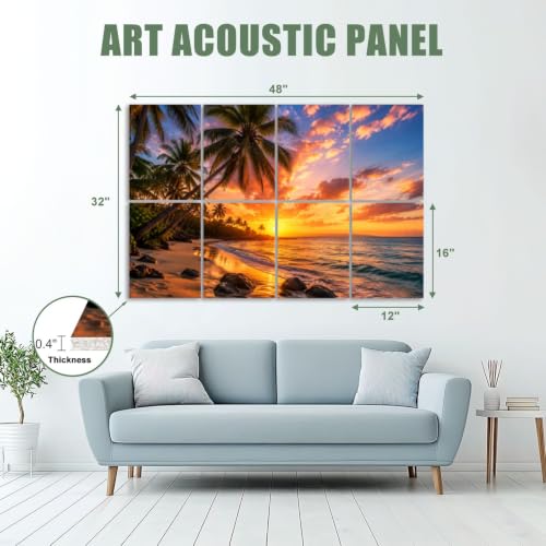 8 Pack Paneles Acústicos Artísticos Barrera Acústica Barbados Beach Sunset 48"x32" Autoadhesivos para Estudio de Grabación y Oficina miniatura 2