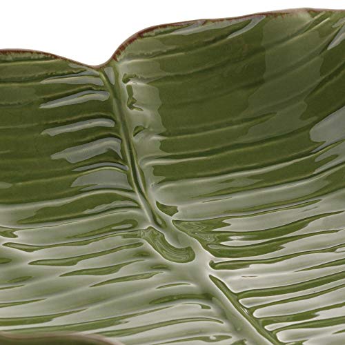 Prato decorativo de ceramica banana leaf verde 28,5x27x7cm lyor