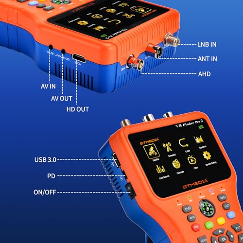 Image of GT MEDIA V8 Finder Pro Satellite Finder Meter SAT Finder TV DVB-S2X /S2 /S /T2 /T /C Signal Receiver H.264 Digital Sat Detector Satellite Recognition for Adjusting Sat Dish